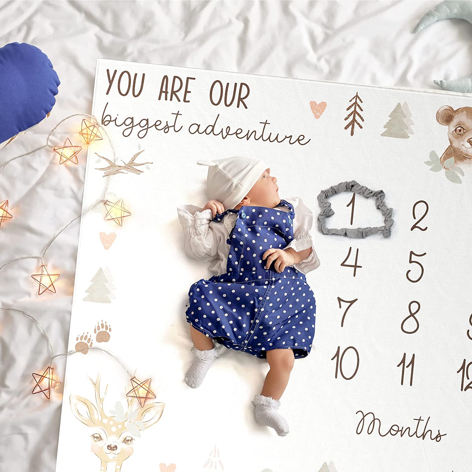 ZICOTO Modern Baby Milestone Blanket - Beautiful Woodland Friends Design for Personalized Monthly Baby Pictures - Cherish Your Adorable Babys Boy Or Girl Milestones Forever - Image 6